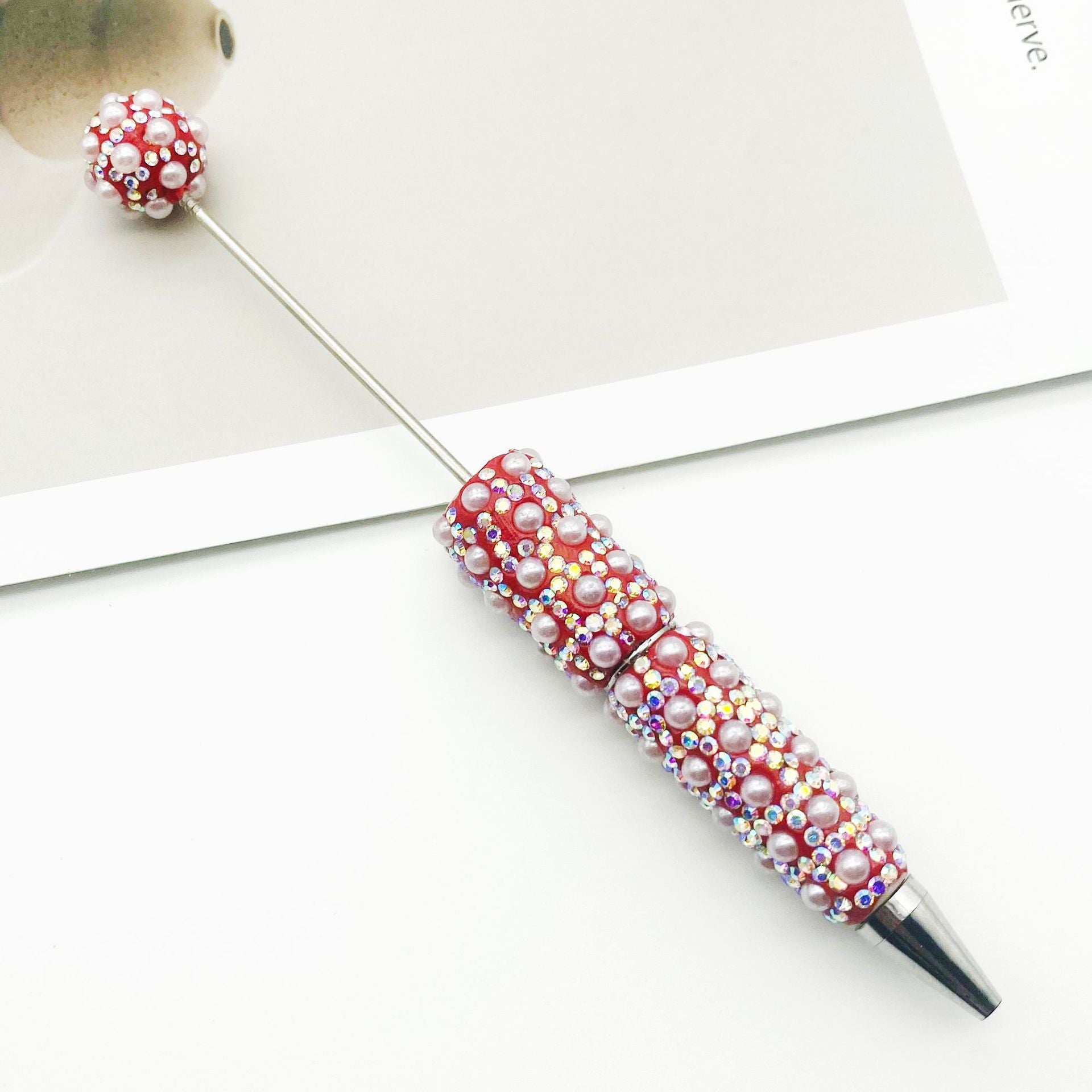 Wholesale Full of Diamonds and Pearls Creative Gradient Bead Piercing DIY Ballpoint Pen